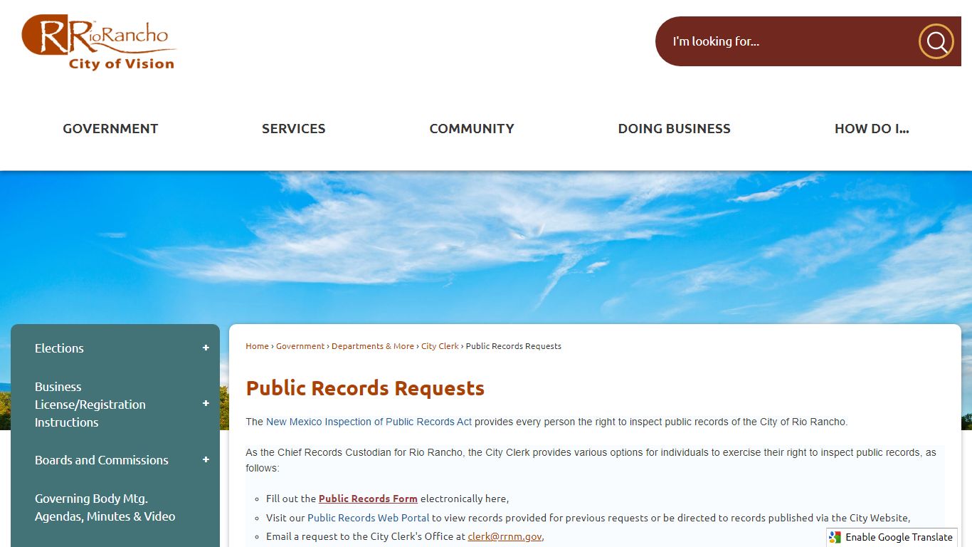 Public Records Requests | The Official Site of Rio Rancho, NM - rrnm.gov