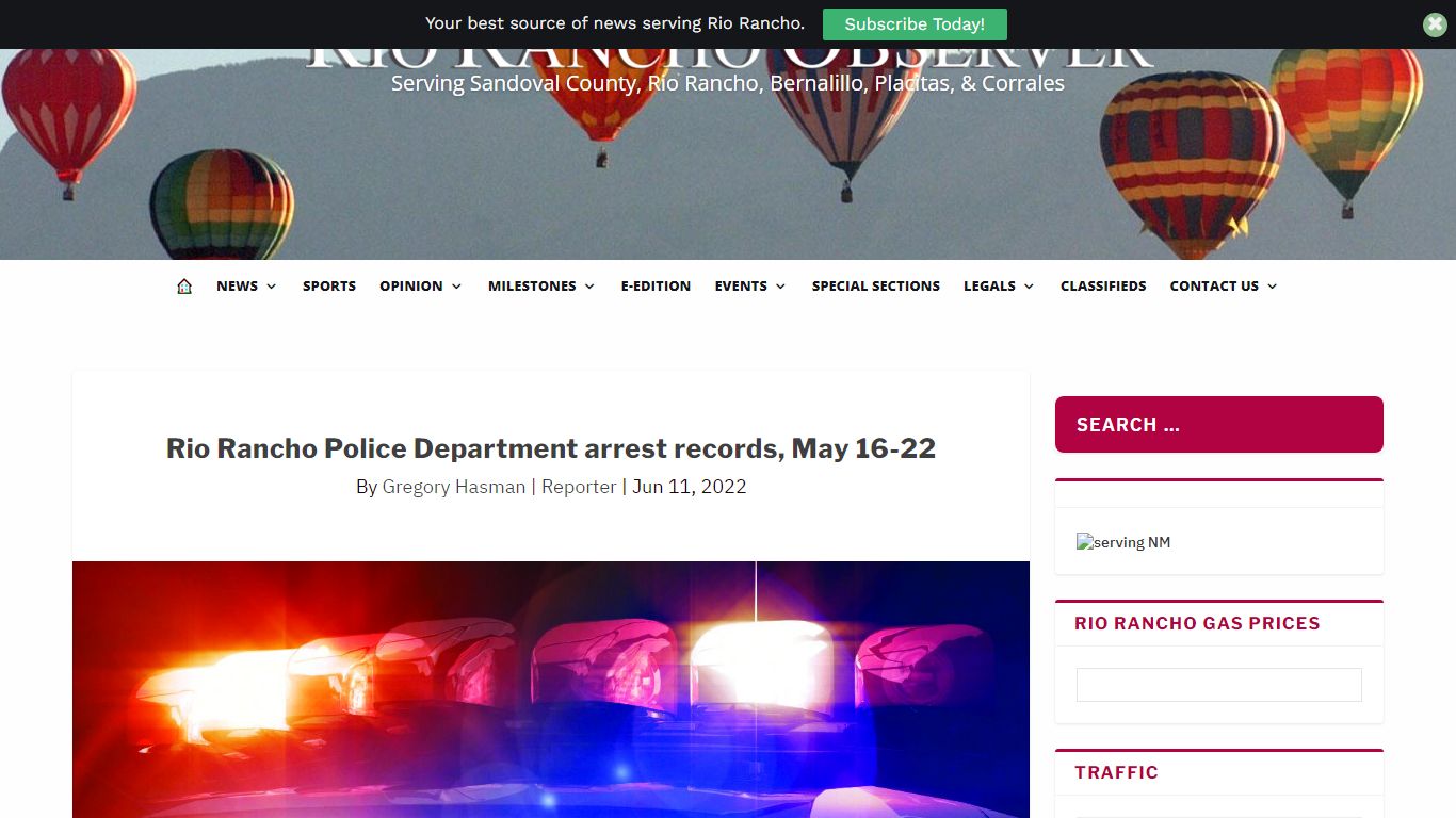 Rio Rancho Police Department arrest records, May 16-22